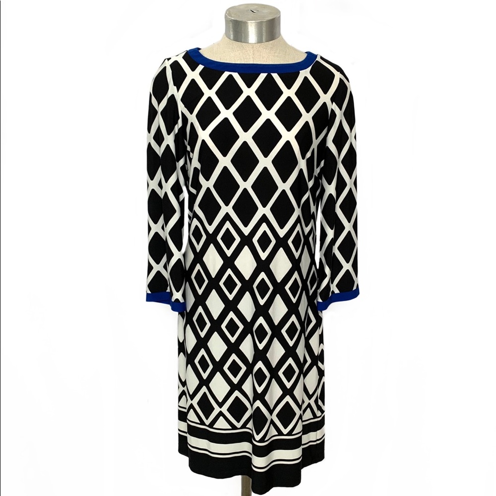 🛍 5 for $25 ELIZA J Geometric 3/4 Length Sleeve Shift Dress 6